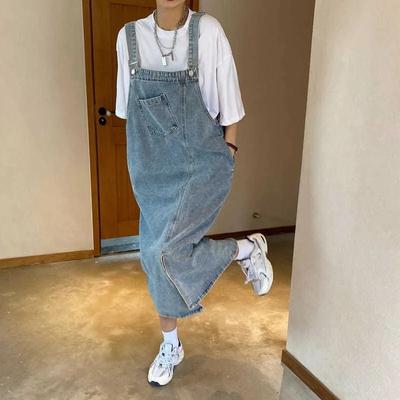 Jaro Léto Denim Overal Šaty Ženy Džíny bez rukávů Šaty Móda Dámské Jednobarevné Slip Ležérní Šaty s volným špagetovým ramínkem