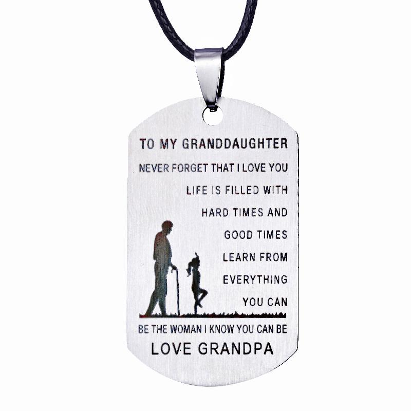 ZRM Jewelry Stainless steel TO MY DAD TO MY SON TO MY MOM Pendant Necklaces NEVER FORGET THAT I LOVE YOU Necklace Gift Wholesale