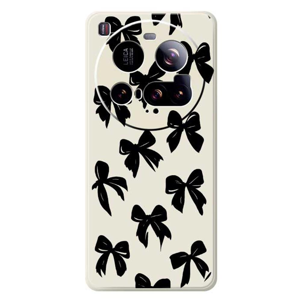 For Xiaomi 15 Ultra Case Black Bow Pattern Printing Straight Edge TPU Phone Back Cover