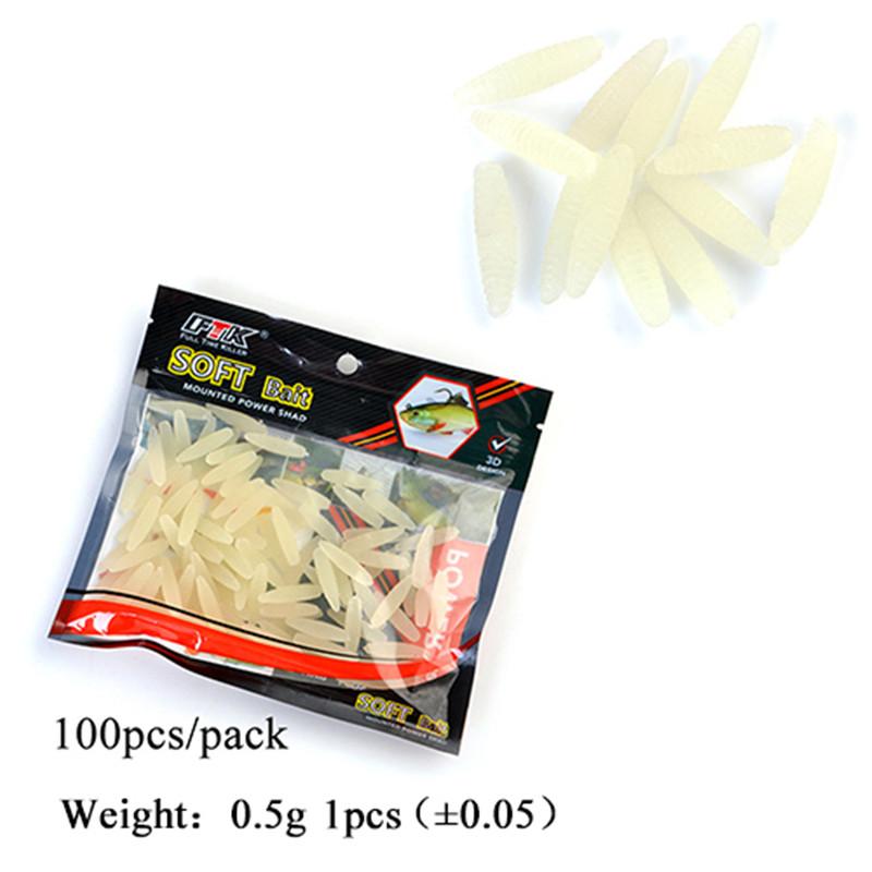 

FTK 100 шт. Светящаяся приманка для личинок 2,5 см Светящаяся приманка 0,5 г 1 шт. Светящаяся приманка для личинок мух 100pcs белый