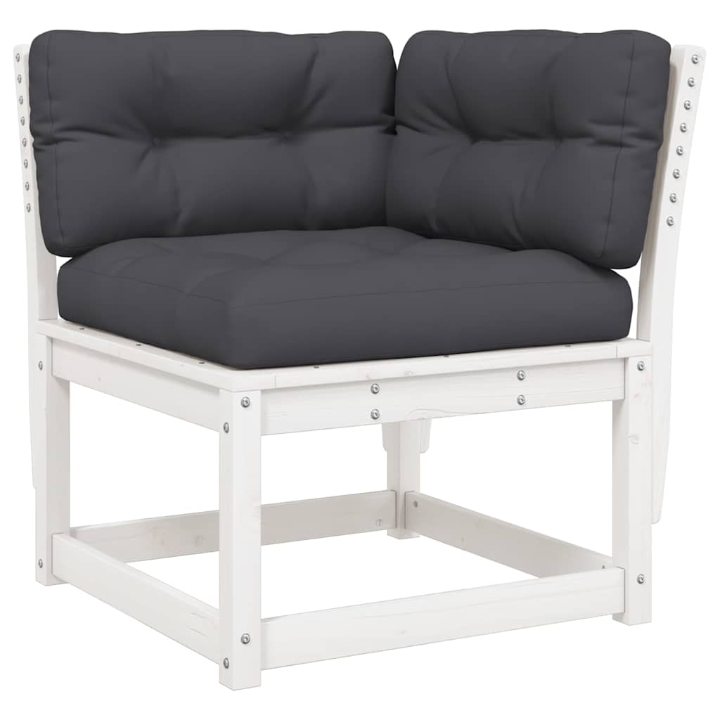 6 Piece Garden Sofa Set with Cushions White Solid Pine Wood