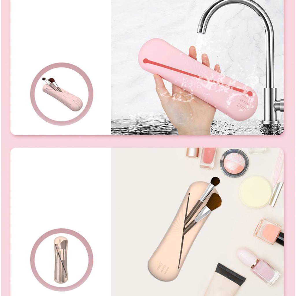 Portable Travel Makeup Brush Bag Silicone Cosmetic Brushes Holder Gift for Women and Girls