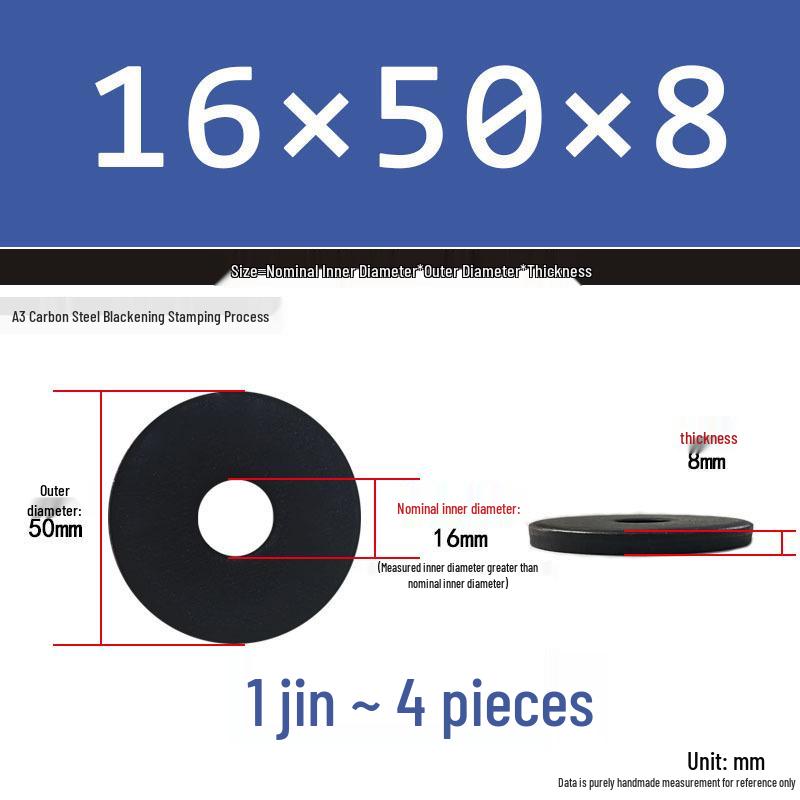 Blackened Thickened Metal Flat Washer Spacer, Round, M3-M42