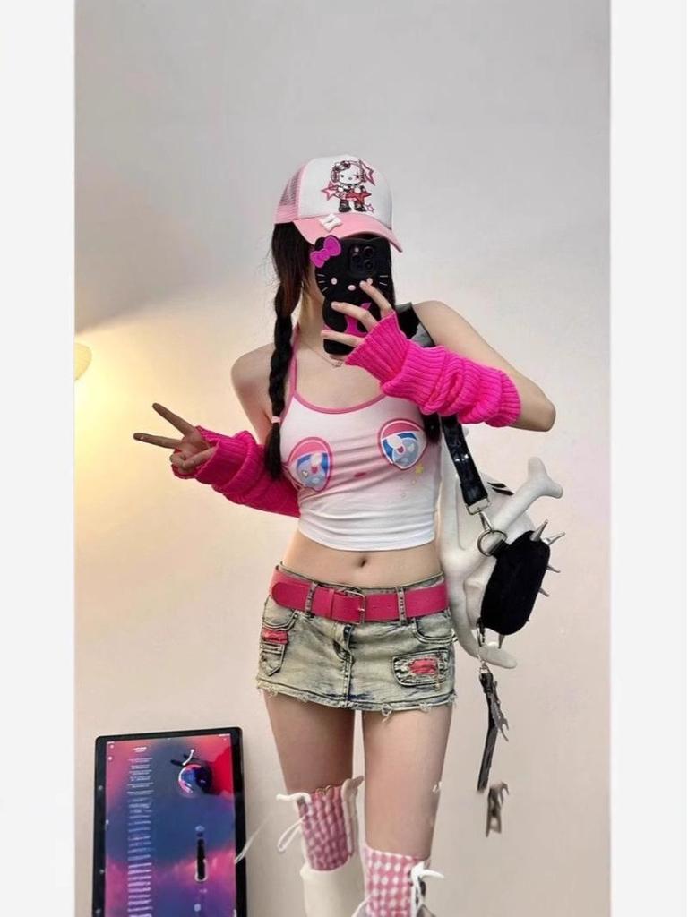 Dopamine Dressing Y2K Retro Low-Waist Denim Micro Mini Skirt - Hip-Hugging A-Line for Petite Women