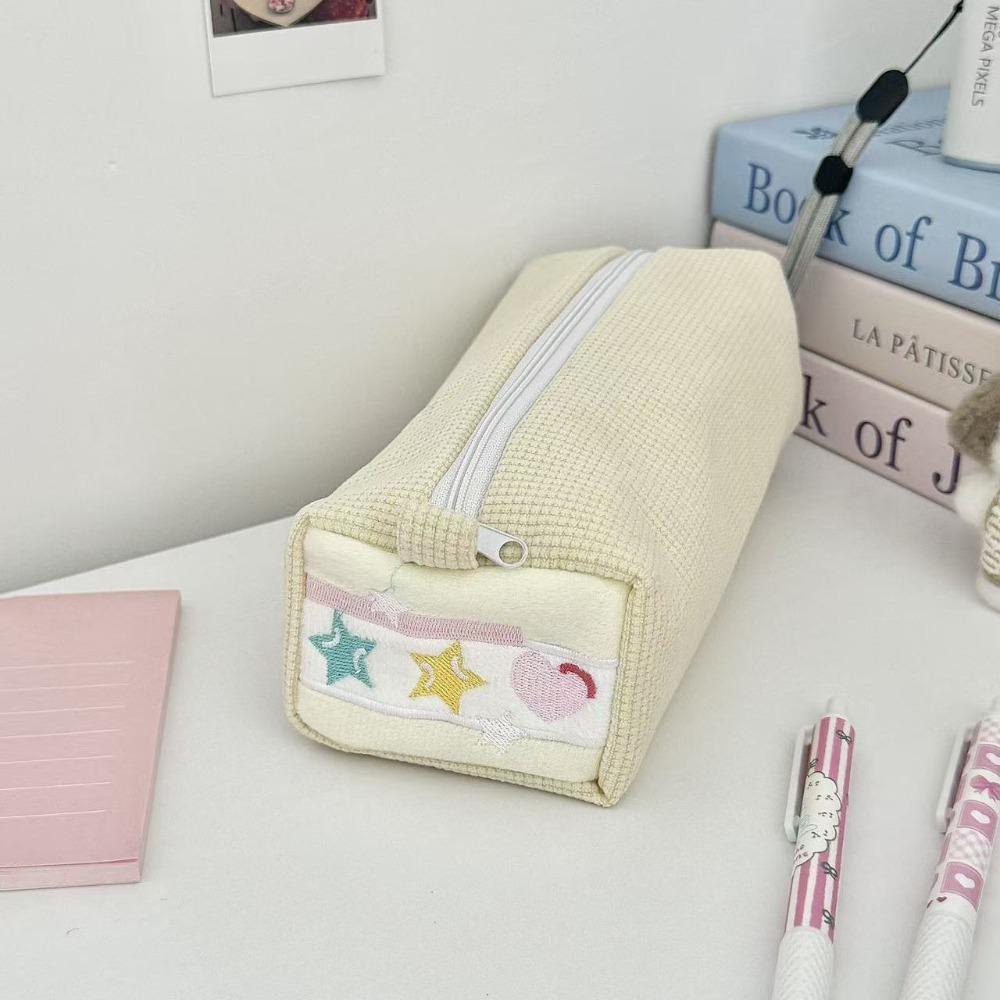 New Durable High Quality Portable Cotton Linen Pencil Case Large Capacity Blue Pink Pen Bag Multifunctional Pen Box School