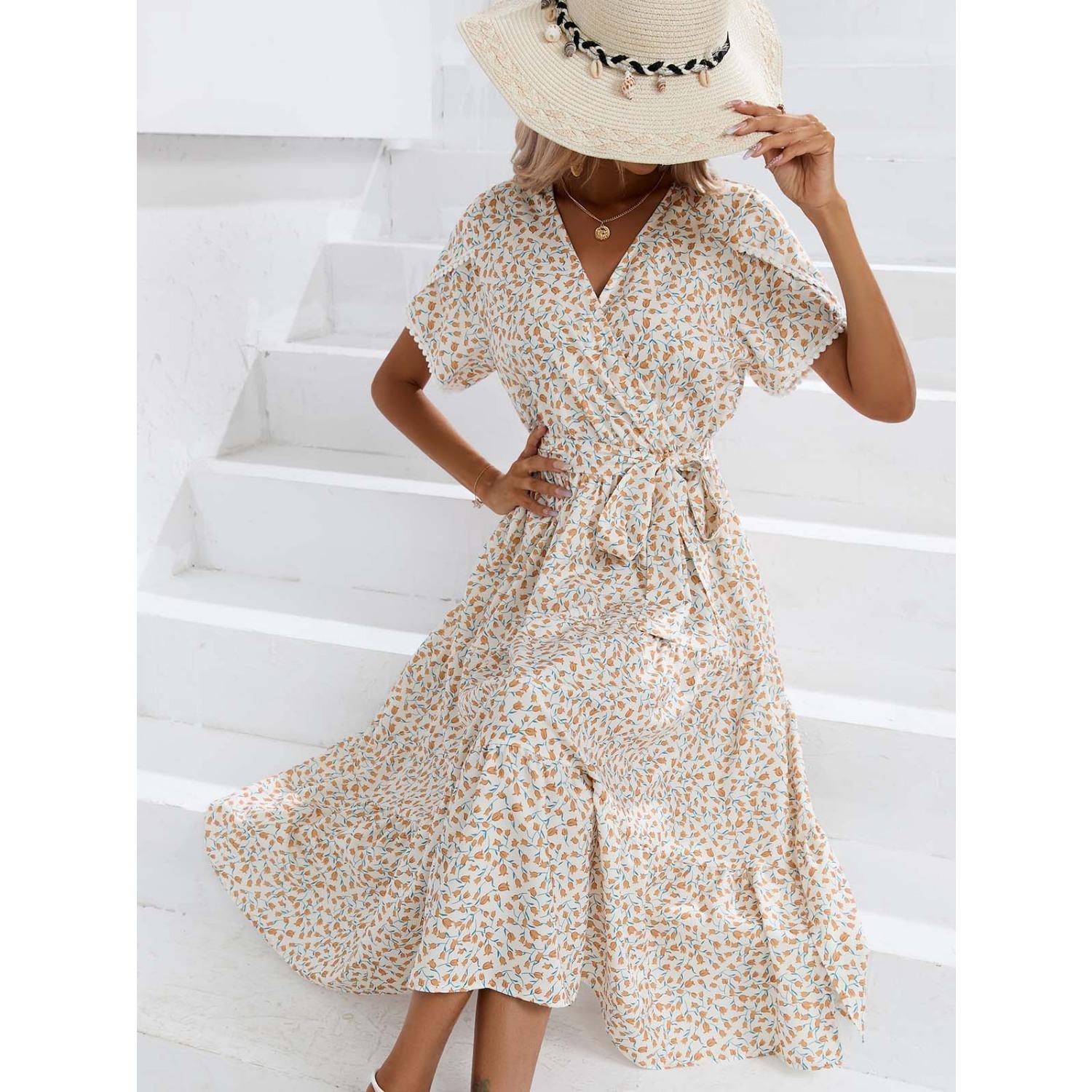 

2025 Новые модные тенденции платья весна-лето платья с принтом на талии модные женские XXL