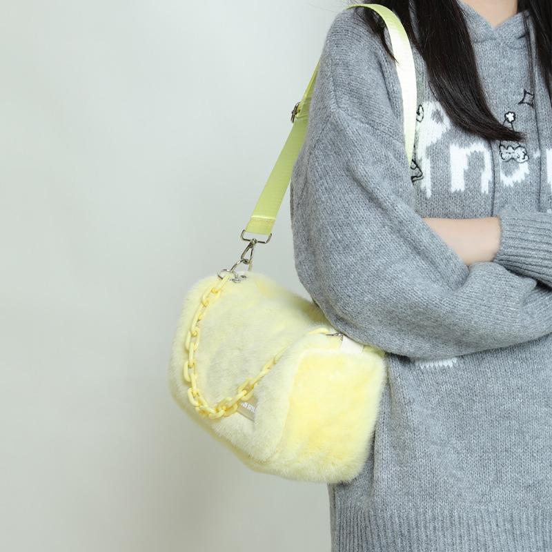 Lässige Pelztasche mit Nischendesign, Boston-Kissentasche, Umhängetasche aus Plüsch