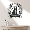 Romantic Couple Silhouette Metal Wall Art, Custom Floral Design, Personalized Hanging Decor for Home Living Room Patio