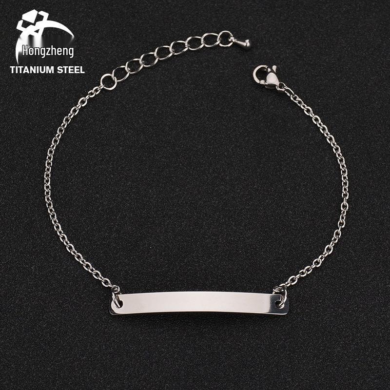 Men's Minimalist Titanium Steel Curved Plate Bracelet with Laser Engraving