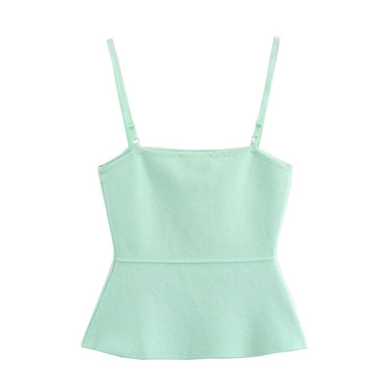 Fashion Style 2024 Summer New Women's Clothing Slim Looking Easy Matching Sling Plain Stitch Shoulder Strap Short Top 3519009