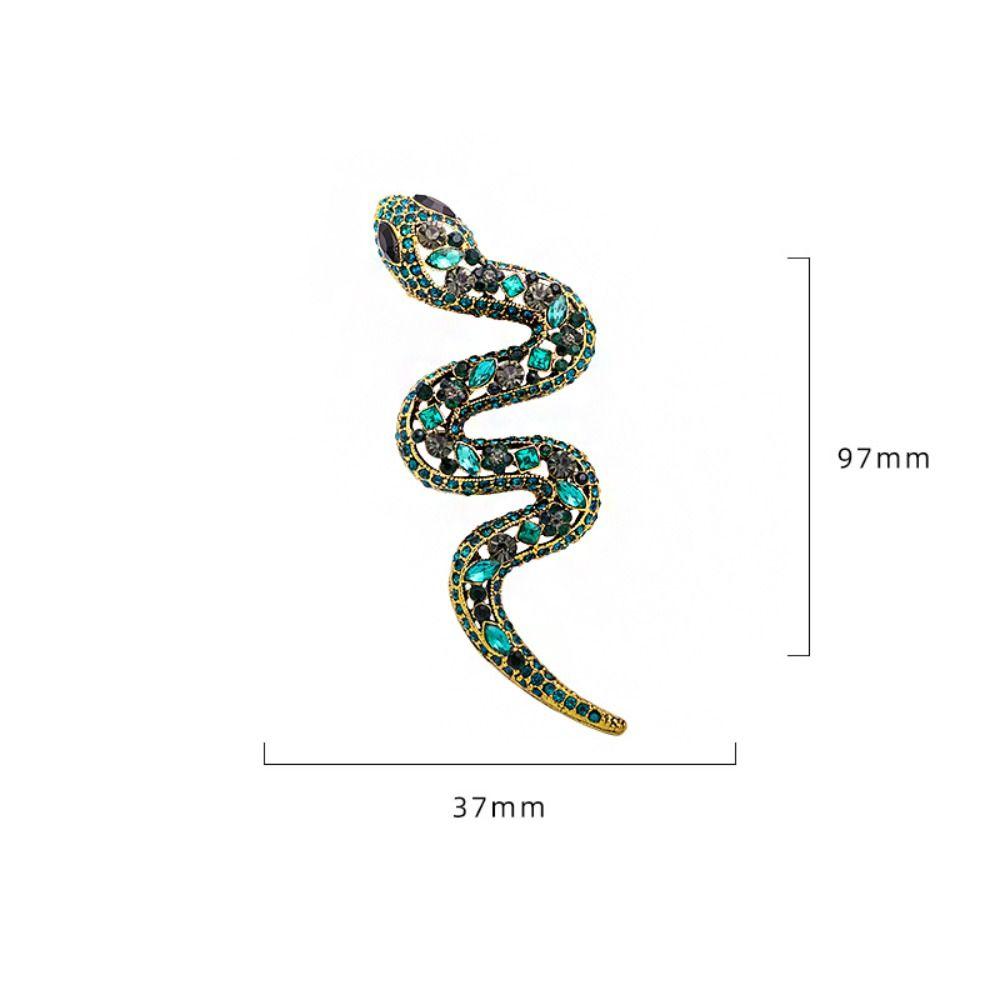 Zircon Zodiac Snake Brooch Vintage Metal Snake Lapel Pin Rhinestone Animal Collar Pins  New Year