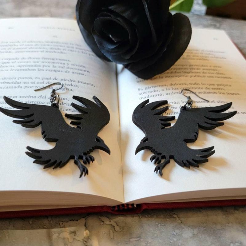Black Crow Drop Earrings Black Bird Dangle Earrings Ear Jewelry Party Earrings Gift Acrylic Material for Women Girls