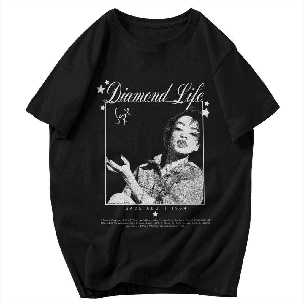 Men T Shirt Diamond Life Folasade Adu Jazz Fans Gifts Pops Y2K Graphic Quality Unisex Clothing T Shirts