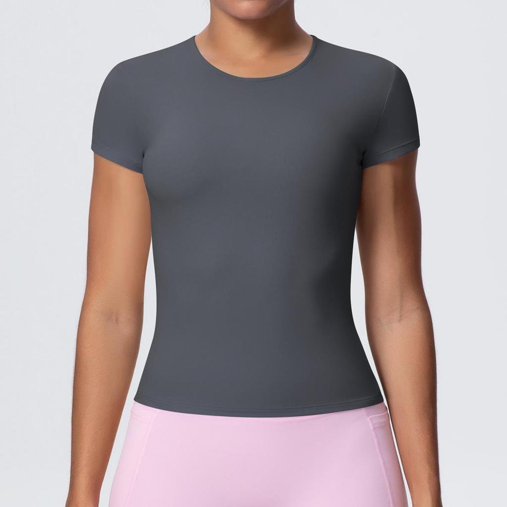 Maglietta da Running da Donna ad Asciugatura Rapida Controllo Pancia - Manica Corta, Sensazione di Nuvola, Top Casual Yoga Fitness.