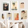 Egon Schiele Exhibition Sketches Canvas Painting Portrait Wall Art Nordic Posters and Prints Wall Pictures for Living Room Decor