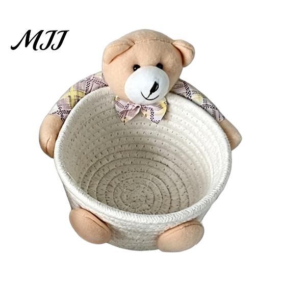 Weicher Stoff-Aufbewahrungsbehälter Schreibtischkorb, Cartoon Plüschbär und Kaninchen Seil Mini für Lippenstiftform, Gewebter Organizer Kleinteile Schmuck