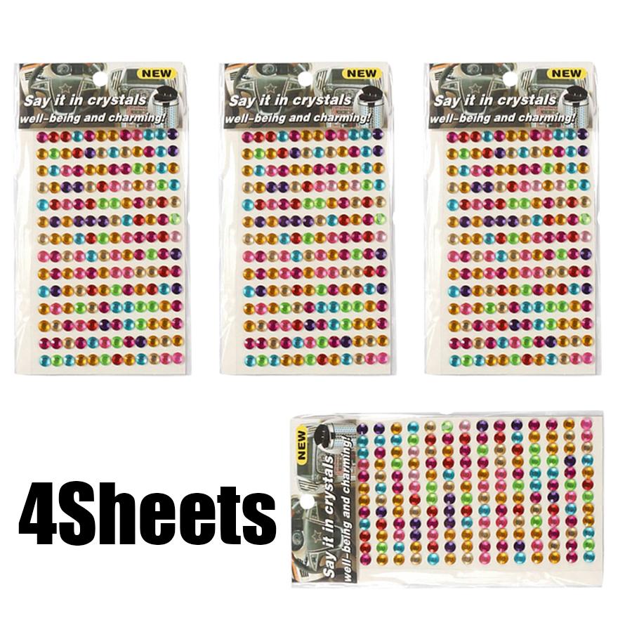 

4 Sheets Bling Rhinestone Stickers Self-Adhesive - Round Crystal Gem Stickers for DIY Crafts, Makeup, Nail Art and Party Decor