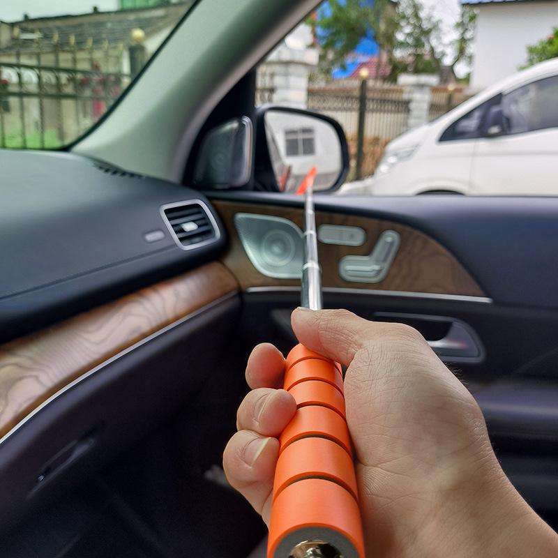 Car Rearview Mirror Wiper Portable Telescopic Auto Glass Squeegee Cleaner Car Mirror Wash Cleaning Brush Long Handle Glass Mist Cleaner