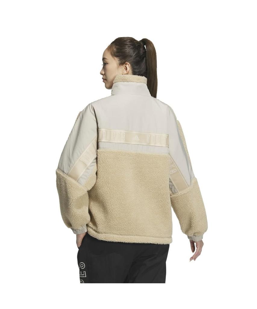 Adidas KTX54 Fleece Warding Jacket in Magic Beige Women's Loose-Fit Full-Zip (JG8222)