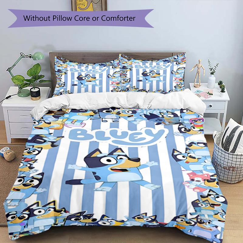 3pcs Duvet Cover Set (1*Duvet Cover + 2*Pillowcase, Without Core), Bluey Print Bedding Set, Bedroom Decor, All‑Season, Birthday Gift