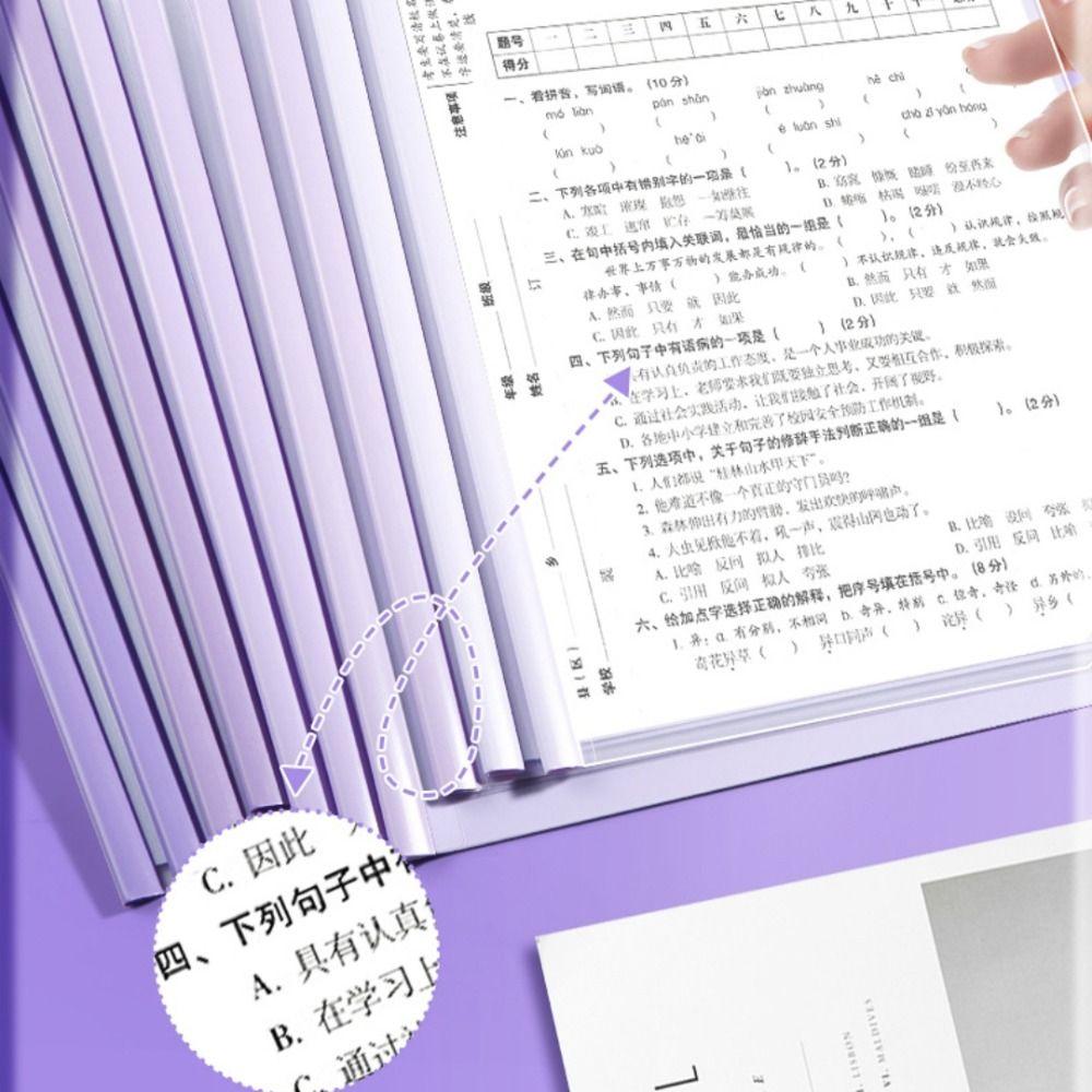 10pcs Waterproof A4 Draw Rod Folder Transparent Test Paper Storage Clip Pull Rod Clip Contract