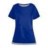 Casual Protective Top Work Uniform Open Hem Pocket Neck Round Solid Color for Women