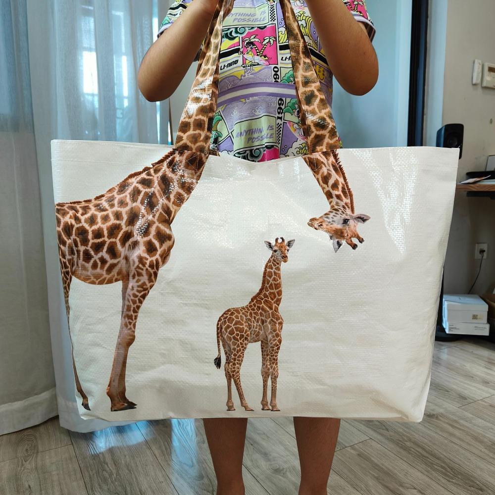 Creative Eco Bag Shoulder Pouch Woven Bag Waterproof Giraffe Shopping Bag  Travel