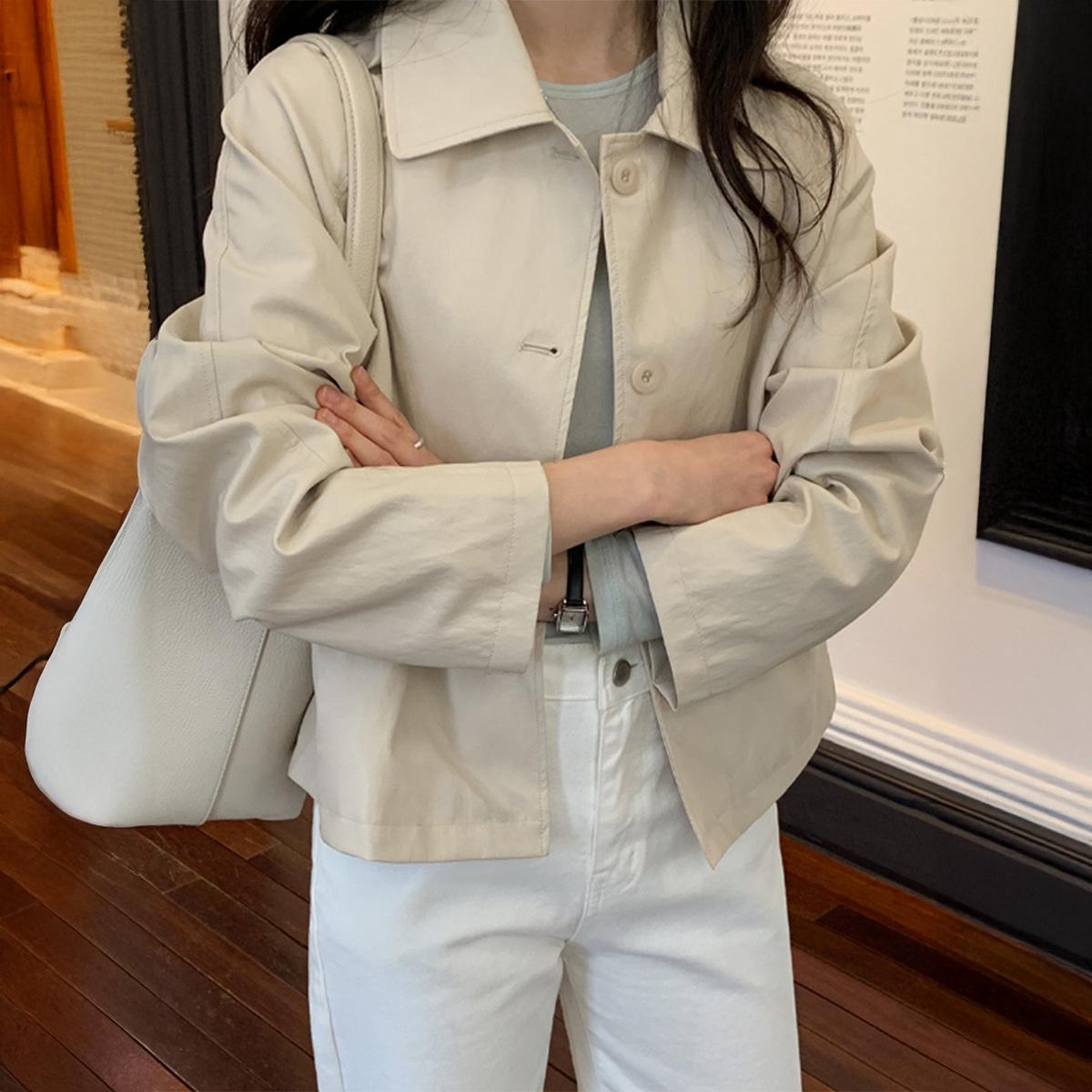 

French Holiday All-match Long-sleeved Jacket for Women Autumn and Winter S бежевий