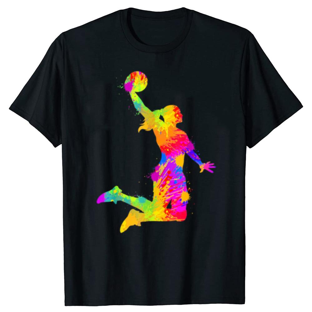 Lustige Basketball-Mädchen Damen Grafik-T-Shirts Herren Damen Mode Lässiges Übergroßes T-Shirt 100% Baumwolle Locker Übergroßes T-Shirt