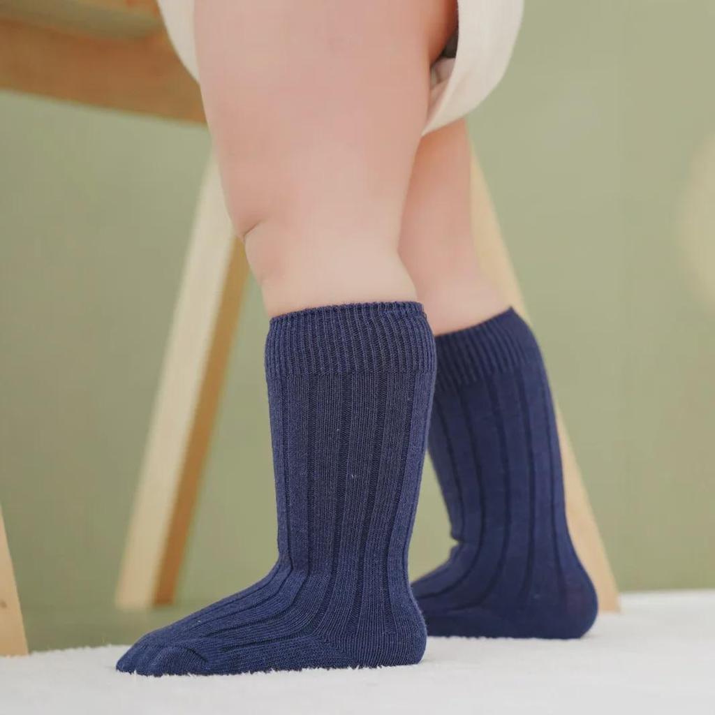 Trendy Spanish Children's Solid Color Mid-Long Socks for Babies, Students, and Sports Enthusiasts