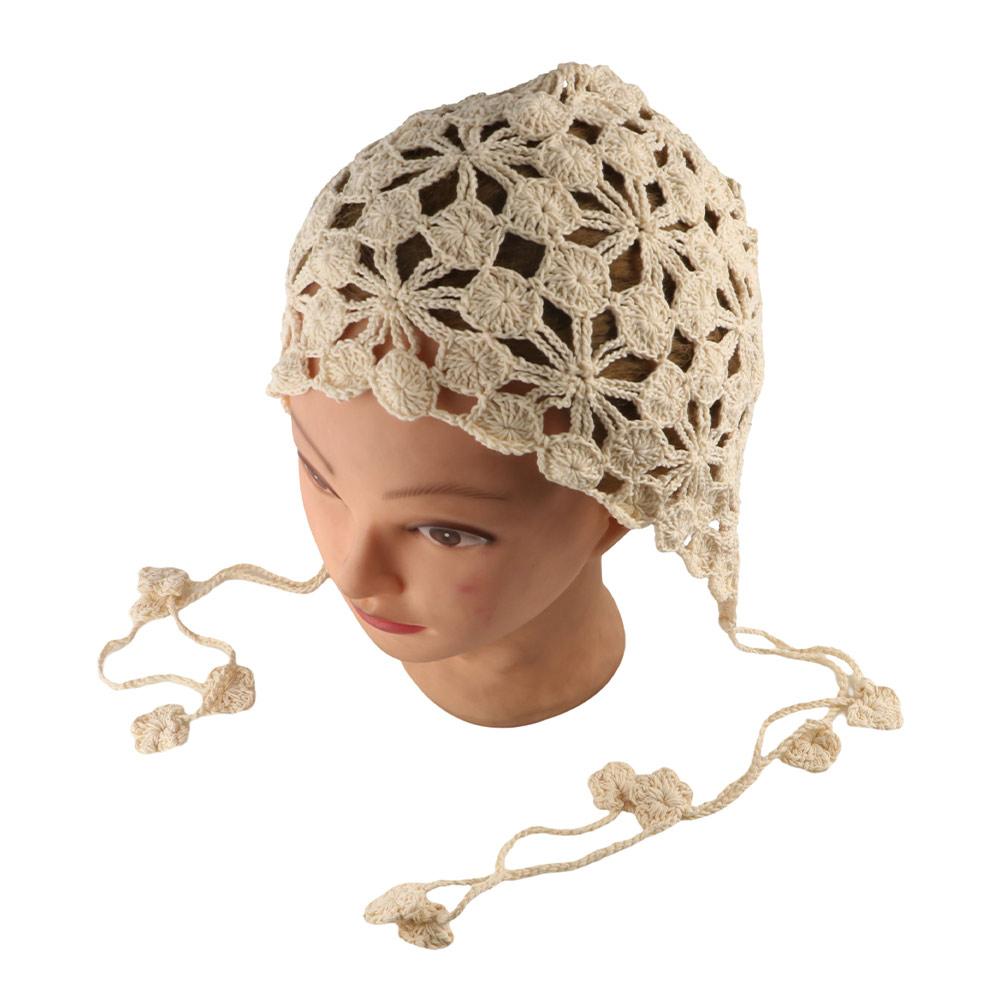 Korean Style Hollow Pullover Hat Breathable Brimless Tassel Cap Crochet Knitted Hats Autumn