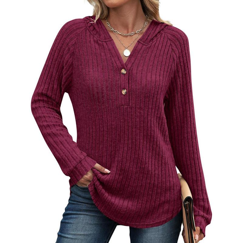 

Elegant Casual Woman T-Shirt Fashion Loose T-Shirt Woman Temperament Long Sleeve T-Shirt Holiday Weekend S вино красного