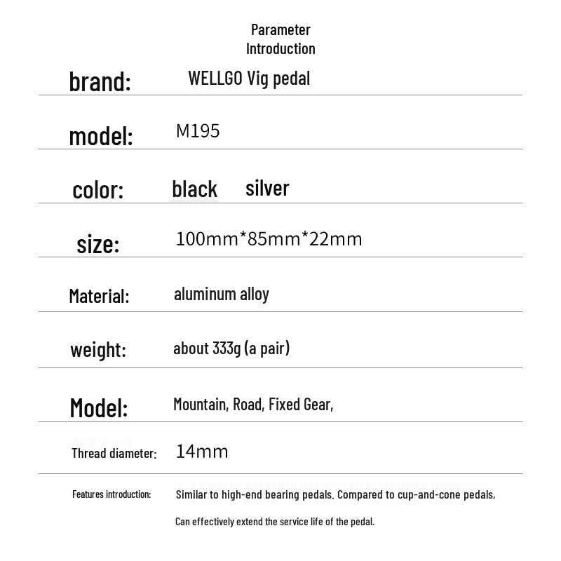 WELLGO M195 Ultra-Light Aluminum Alloy Bicycle Pedals with Dual DU Bearings