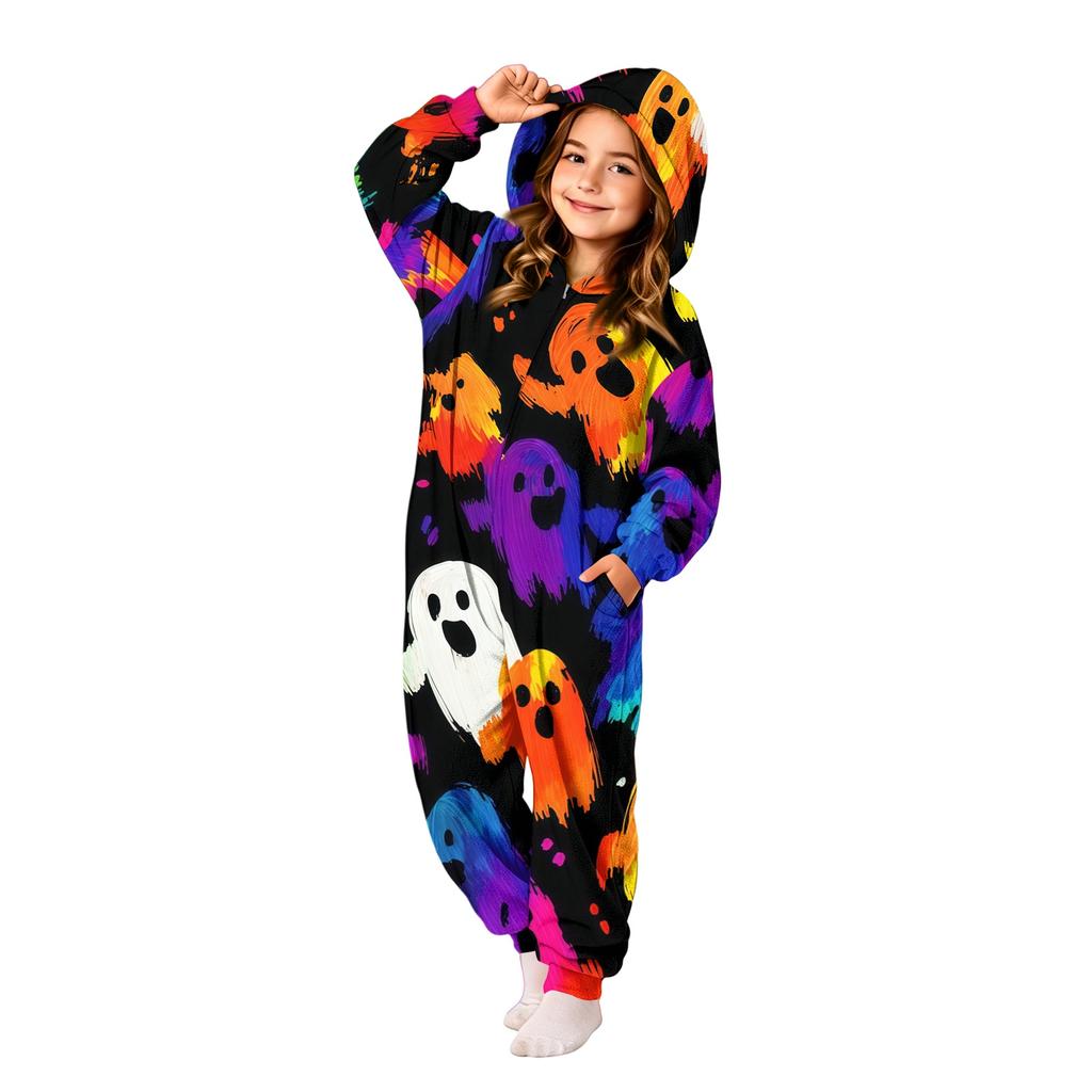 Kids Halloween Printed Flannel Pajama Set for Boys Girls