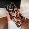 Halloween Black Cat Pumpkin Bat Pattern Phone Case For iPhone 17 16 15 14 13 12 11 Pro Max 15 16 Plus 17Air Airbag Plating Cover