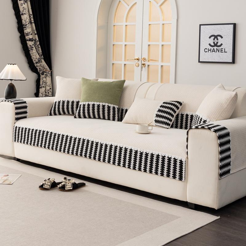 New Thickened Chenier Sofa Cushion Four Seasons Universal Non-Slip Cover Premium Sense Straight Row Cushion Cover Cloth Towel