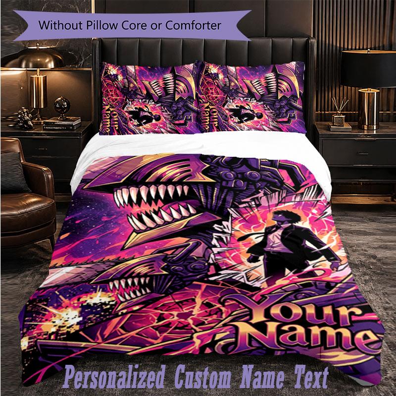 Personalized 3Pcs Bedding SetChainsaw Man Custom Text Duvet Cover Pillowcase Set Bedroom Gift