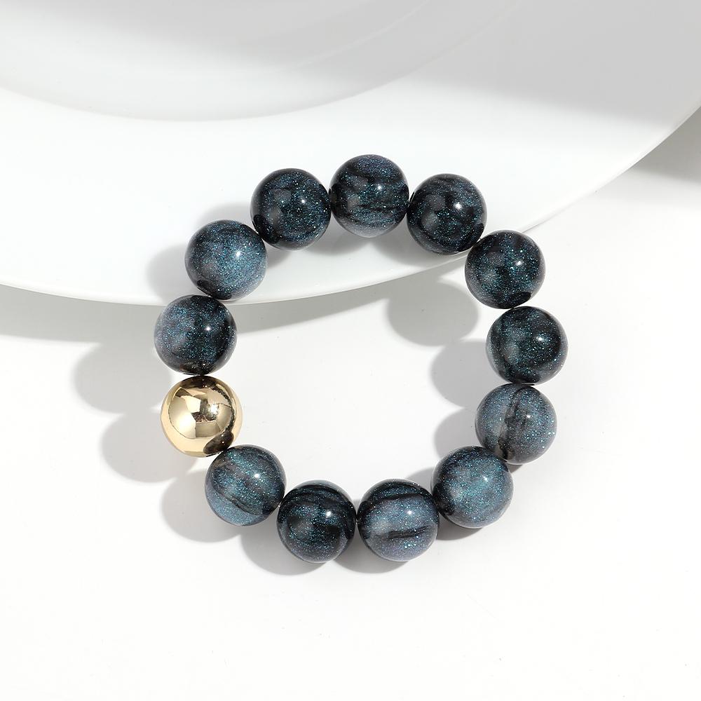 Fashion Acrylic Big Round Beaded Bracelet for Women Simple Glitter Colorful Handmade Strechy Bracelets Jewelry Accessories Gift