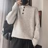 Grey American Retro Henley Neck Men S Knit Sweater Winter Lazy Cleanfit