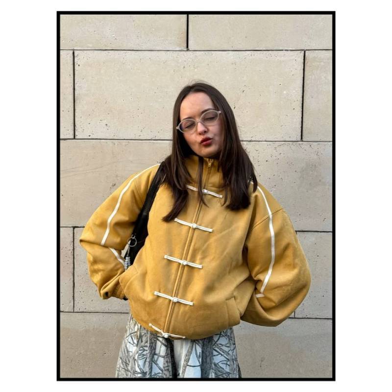 Giacca Retro con Collo a Bottoni e Cravatta in Stile Cinese per Uomo e Donna con Chiusura a Zip