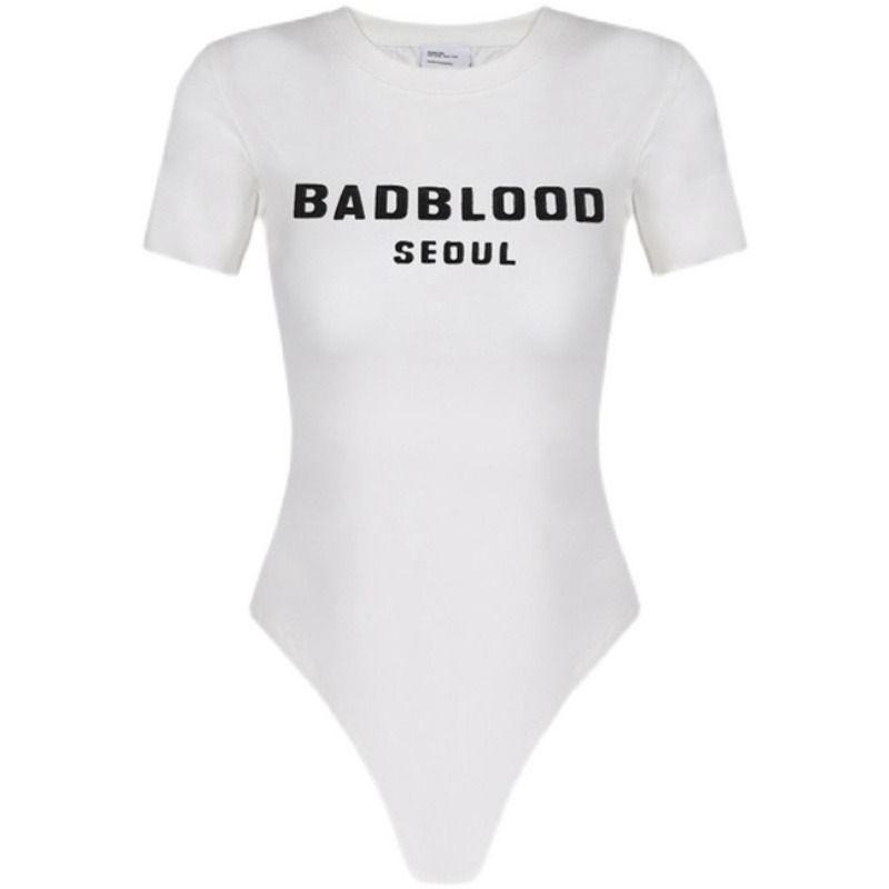 

Badblood American Style Sexy Jumpsuit T-shirt Women s Sexy Jumpsuit Short Sleeve Silm Niche Top Summer Tide White jumpsuit XS