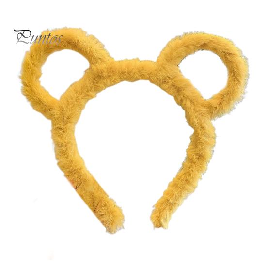 

Женская зимняя толстая плюшевая повязка на голову с круглыми медвежьими ушками, обруч для волос, эластичный головной убор карамельного цвета, аксессуары для волос жёлтый