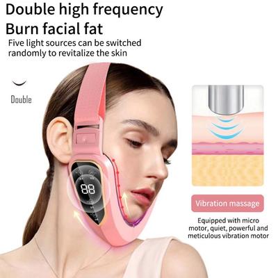 1PC Face Lifting Device LED Fotónová terapia Vibračná masážna masáž na zoštíhlenie tváre Vibračná masáž tváre s vyhrievanou dvojitou bradou v tvare V