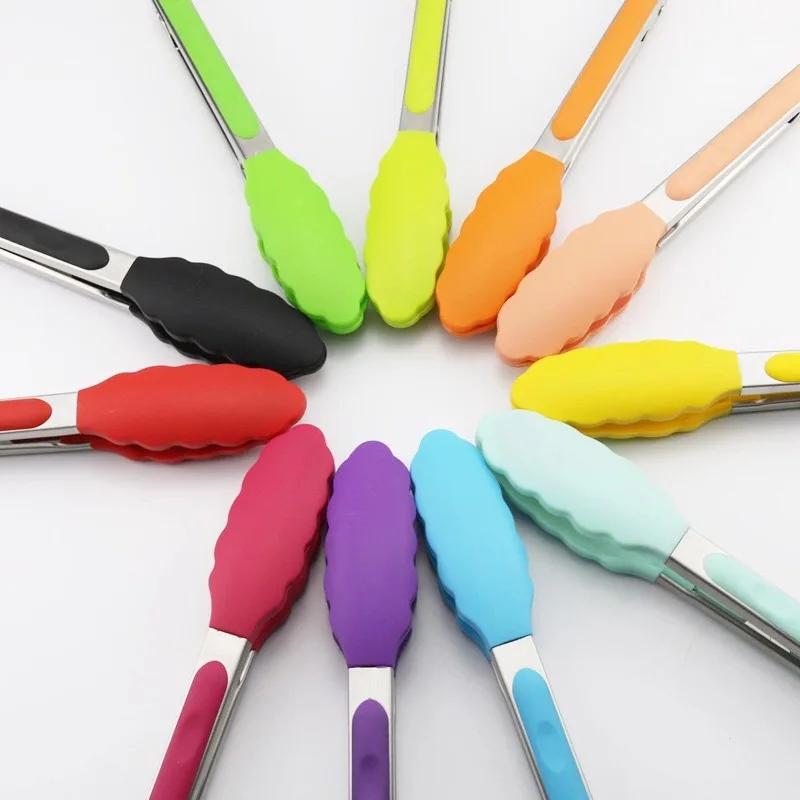 

Practical Food Tong Stainless Steel Kitchen Tong Silicone Nylon Non-Slip Cooking Clip Clamp Salad Tool Grill Kitchen Accessories синий