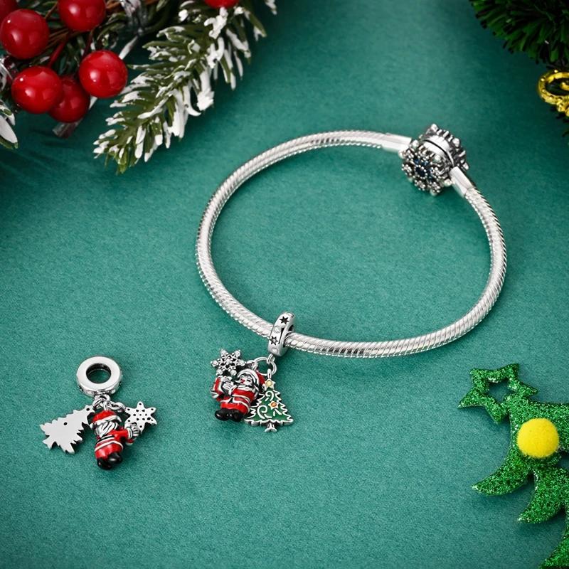 Exquisite Fashion Copper Color Santa Claus Christmas Tree Elk Deer Charms Beads Fit Original Bracelets Diy Christmas Jewelry