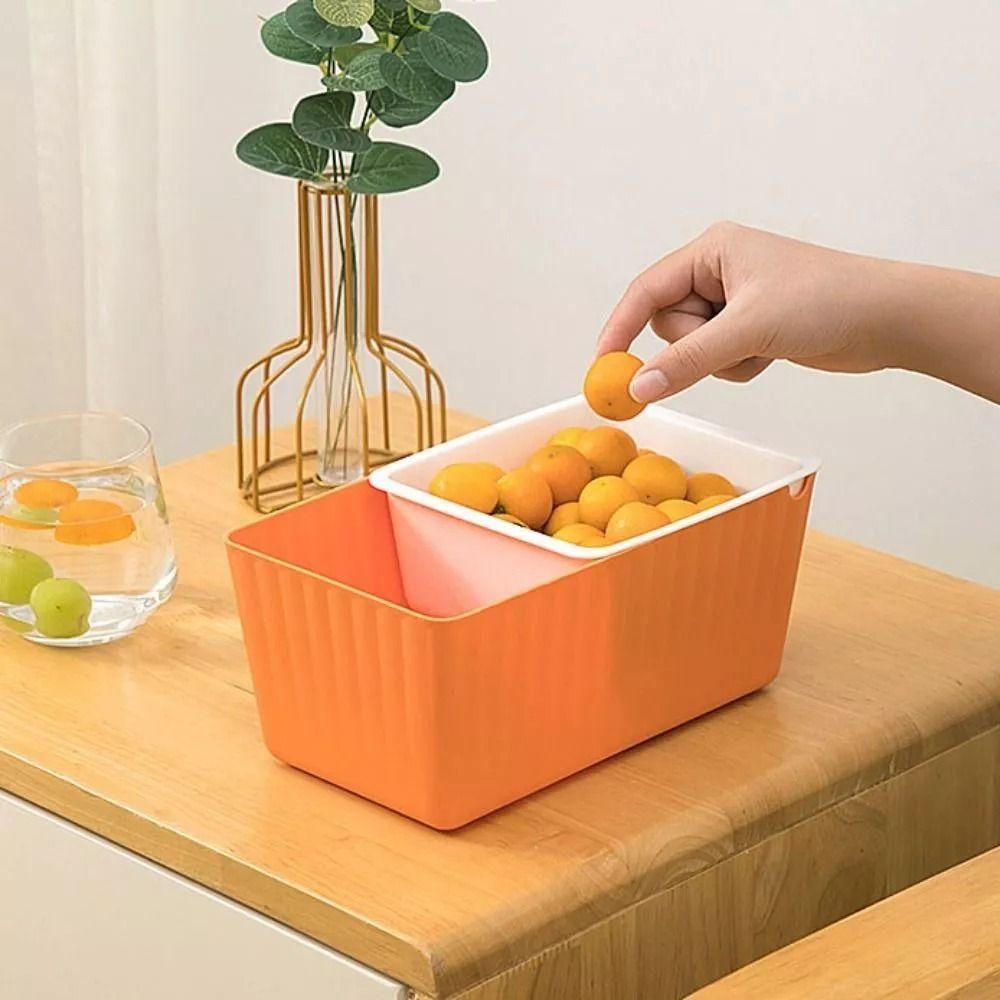 Cerative Multifunctional Fruit Drain Basket Durable Practical Fruit Tray Double-Layer Drainable Drain Snack Box