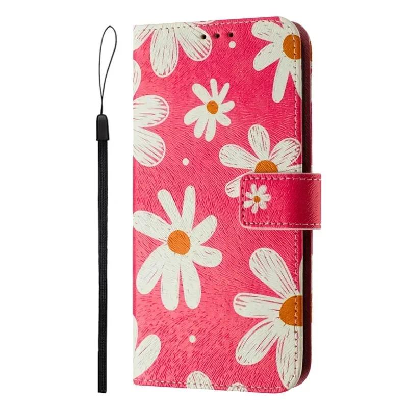 A22 Leather Phone Case For Samsung Galaxy A22 A32 A12 A42 A52 4G A72 A52s 5G Flip Cover Wallet Magnetic Painted Cases Cat Flower