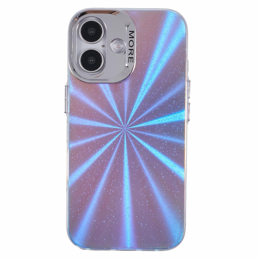 For iPhone 16 Case Silicone+PC IMD Laser Texture Matte Phone Cover