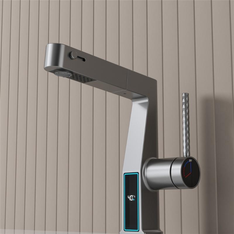 Brushed Gold Bathroom Faucet with shower Head Basin Faucet Black sink tap Hot and Cold Chrome Grey Basin Tap Brass Material