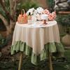 Farmhouse Ruffle Tablecloth Washable Cotton Round Tablecloths Rustic Circle Table Cover for Wedding Party Birthday Kitchen Decor